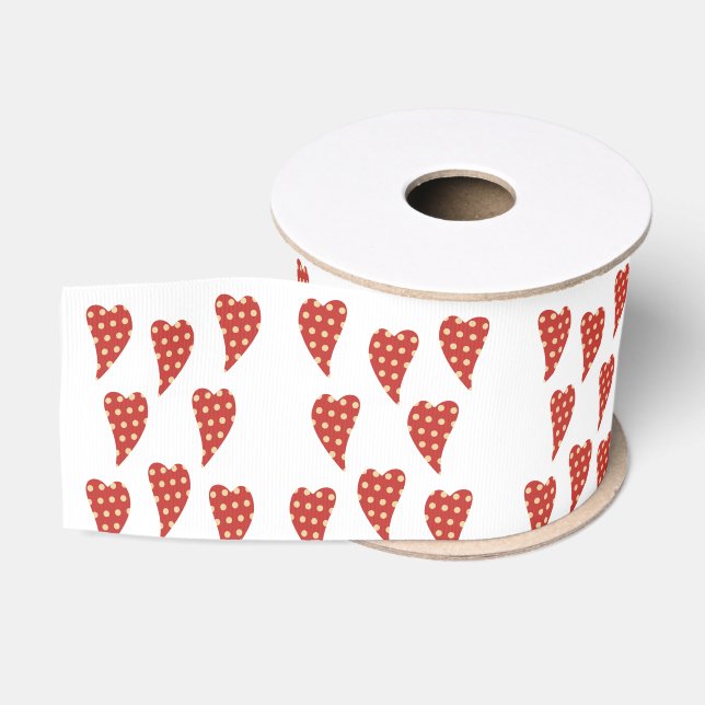 Ruban Gros-grain Ribbon de la Saint-Valentin Coeurs rouges (Bobine)