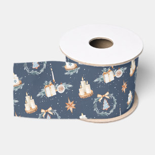 Ruban Gros-grain Ribbon de Noël bleu marine