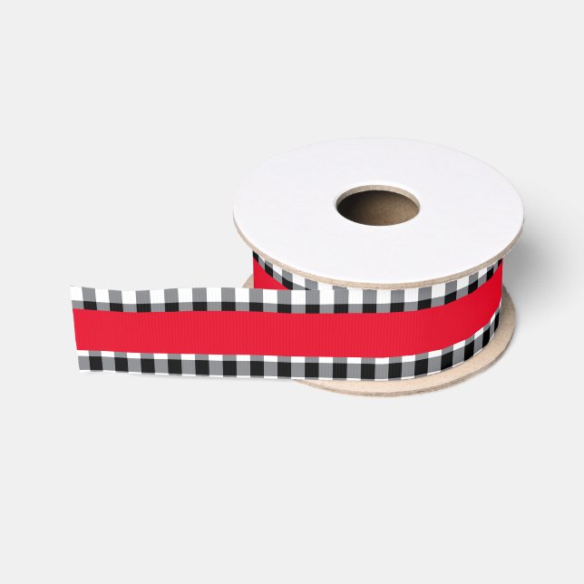 Ruban Gros-grain Ribbon En vichy Grosgrain noir (Bobine)