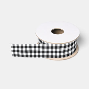 Ruban Gros-grain Ribbon noir En vichy Grosgrain