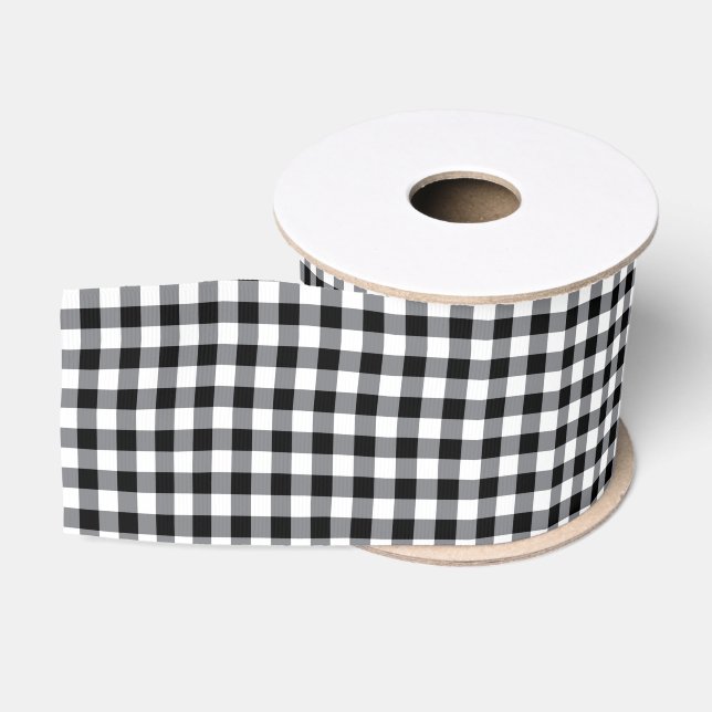 Ruban Gros-grain Ribbon noir En vichy Grosgrain (Bobine)