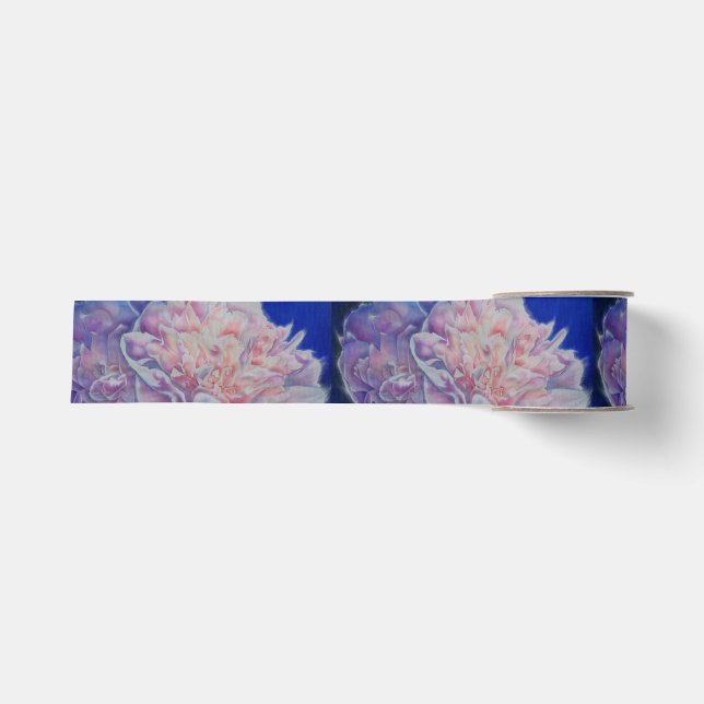 Ruban Gros-grain Romantique élégante couleur rose blanc pastel (Devant)