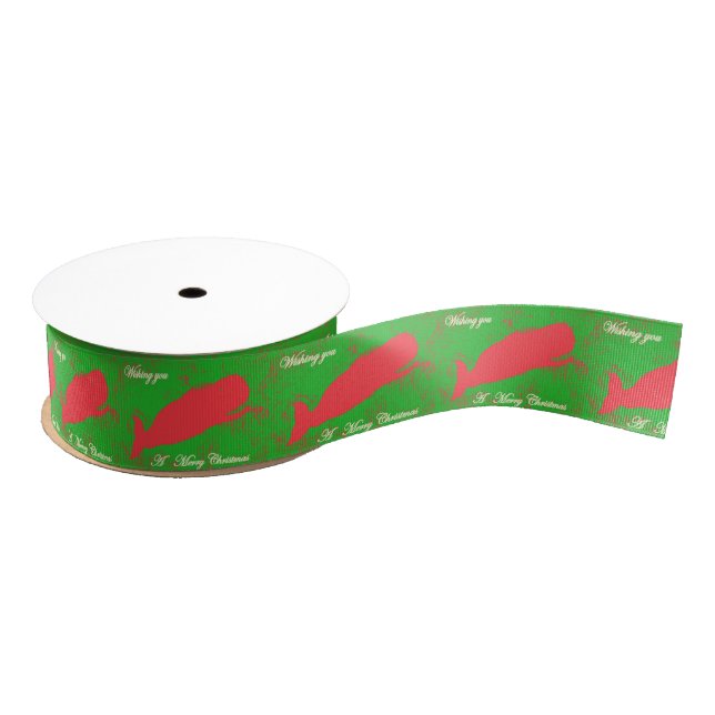 Ruban Gros-grain rorqual rouge joyeux ruban de noël (Bobine)