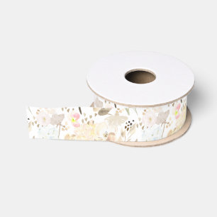 Ruban Gros-grain Rose crème abstraite assez neutre  