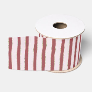 Ruban Gros-grain Rose Pâle Rouge Rayures Noël