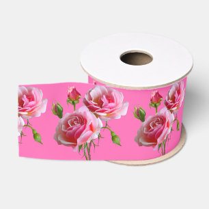 Ruban Gros-grain Rose rose épaisse sur rose