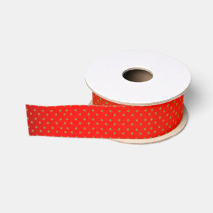 Ruban Gros-grain Rouge avec le pois d'or