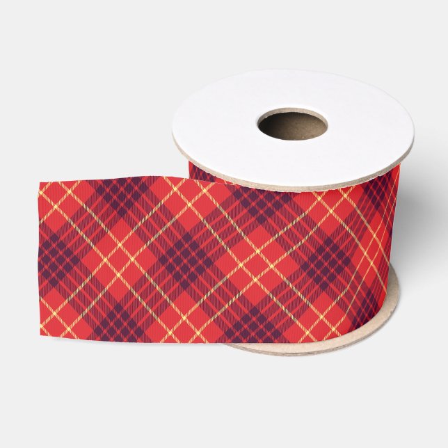 Ruban Gros-grain Rouge festif Holiday Plaid Ribbon (Bobine)