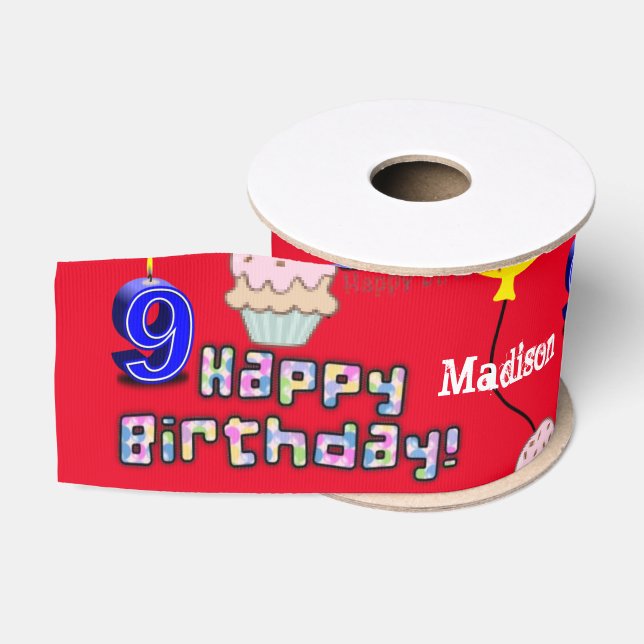 Ruban Gros-grain Ruban, 9 Joyeux 9 Anniversaire Ruban (Bobine)