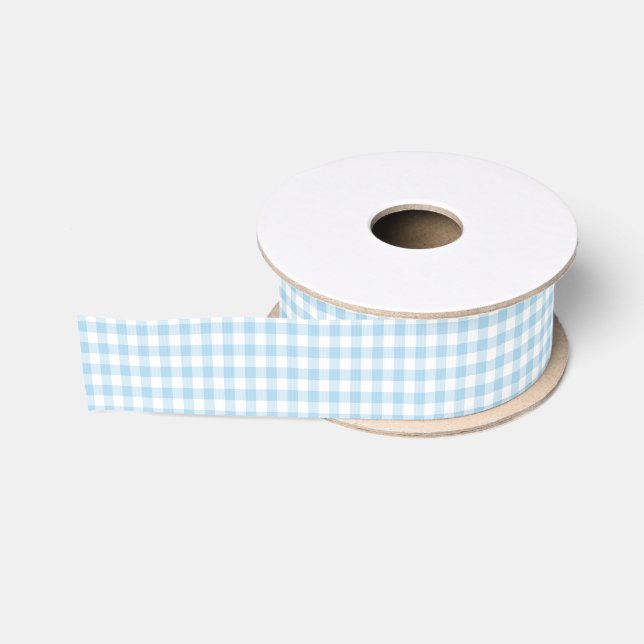 Ruban Gros-grain Ruban bleu-clair de motif de guingan (Bobine)