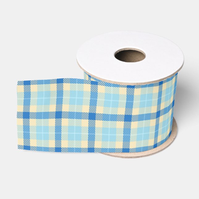 Ruban Gros-grain Ruban bleu marine et carbone bleu Tartan (Bobine)