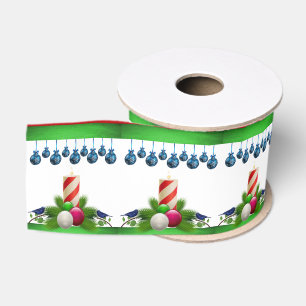 Ruban Gros-grain Ruban décoratif de Noël, bougie de Noël