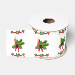 Ruban Gros-grain Ruban décoratif de Noël, bougie de Noël