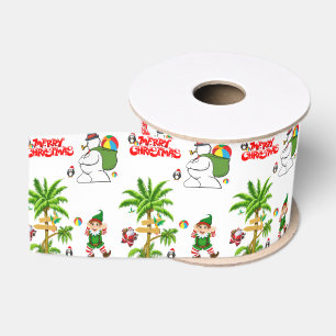 Ruban Gros-grain Ruban décoratif de Noël, Summer Beach Père Noël