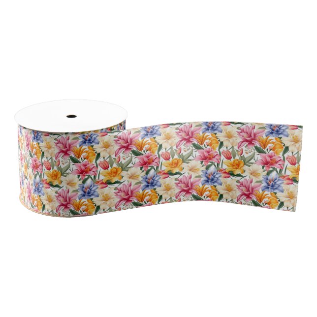 Ruban Gros-grain Ruban d'impression florale (Bobine)