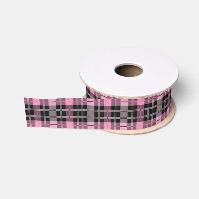 Ruban Gros-grain Ruban Grosgrain rose et noir (Bobine)