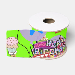 Ruban Gros-grain Ruban, Joyeux 5 Anniversaire Ruban, Vert