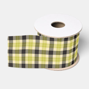 Ruban Gros-grain Ruban plaqué vert olive et noir Tartan