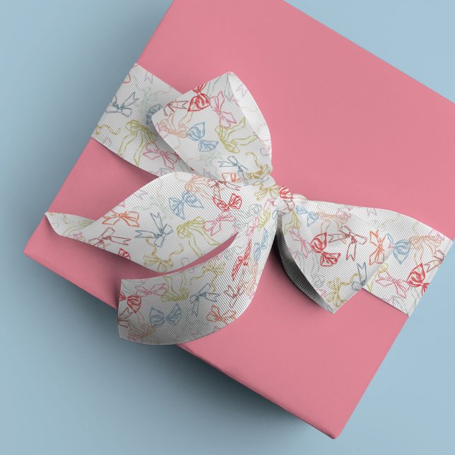 Ruban Gros-grain Rubans et vaches couleur aquarelle (Ribbons and Bows watercolor girly ribbon.)