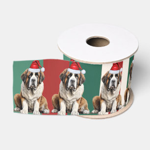 Ruban Gros-grain Saint Bernard Plaid de Fêtes Drôle de Chien de Noë