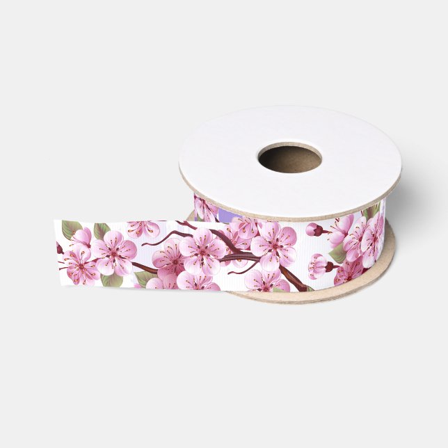 Ruban Gros-grain Sakura rose sur la peinture Arrière - plan (Bobine)
