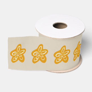 Ruban Gros-grain Sandy Cream Princess Golden Flowers Birthday
