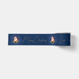 Ruban Gros-grain Script Blue Red Gold Santa Claus Élégant Noël
