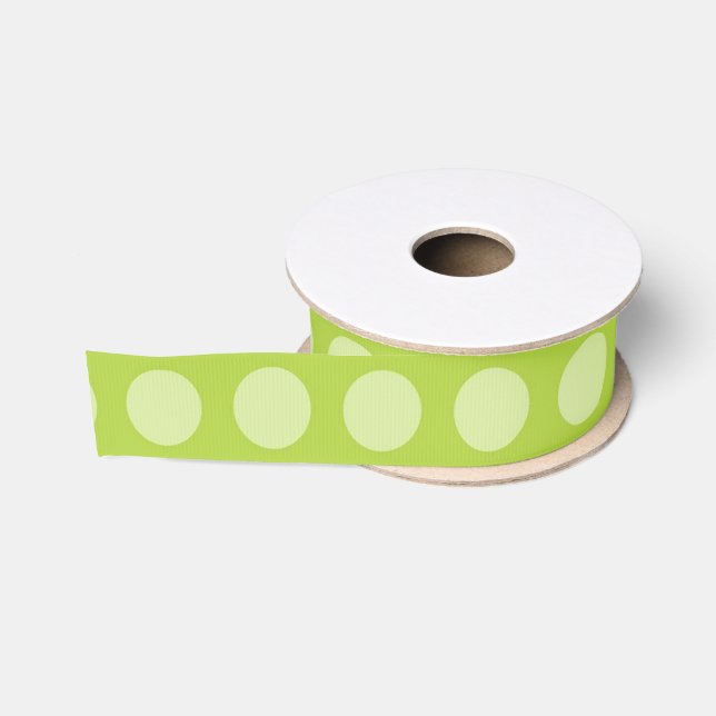 Ruban Gros-grain Shabby Chic Green Polka Point (Bobine)
