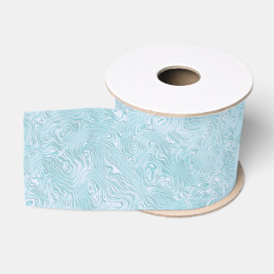Ruban Gros-grain Soie Moire Petit Motif en Aqua Clair