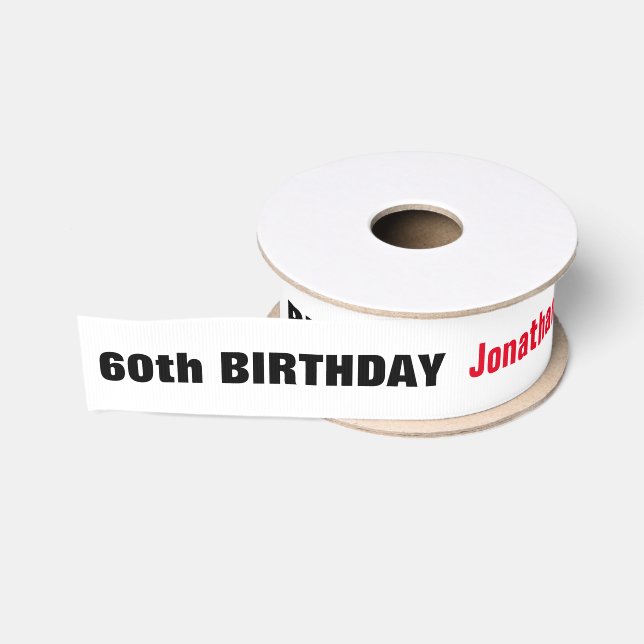 Ruban Gros-grain soixantième Anniversaire ou TOUT nom fait sur (Bobine)
