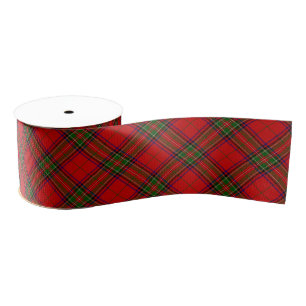 Ruban Gros-grain Stewart / Stuart tartan rouge vert plaid
