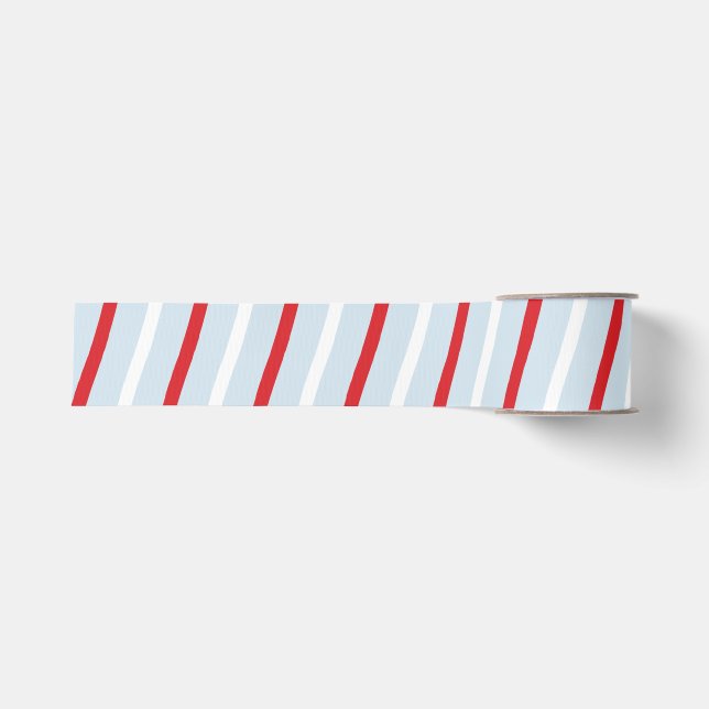 Ruban Gros-grain Sucre de canne rayé bleu rouge blanc (Devant)