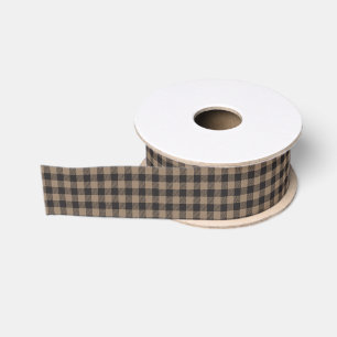 Ruban Gros-grain Tan and Black Country Buffalo Check Plaid