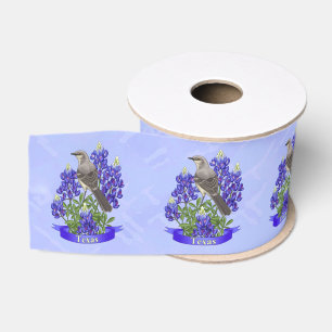 Ruban Gros-grain Texas State Mockingbird & Bluebonnet Flower