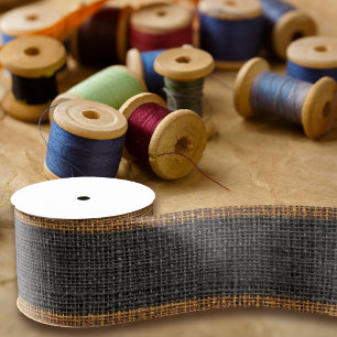 Ruban Gros-grain Texture de Burlap Réaliste Simple & Charbon Rustiq