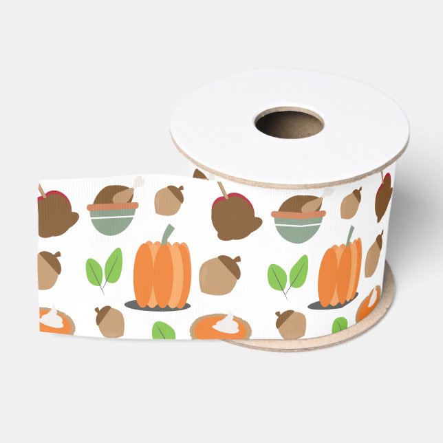 Ruban Gros-grain Thanksgiving Festive Food Items Holiday (Bobine)
