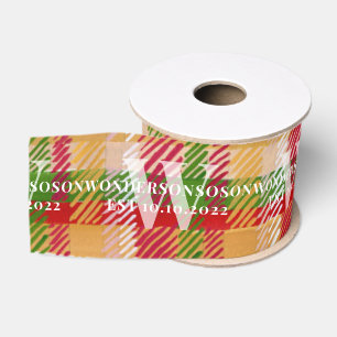 Ruban Gros-grain Thème de paquet de monogramme personnalisé carreau