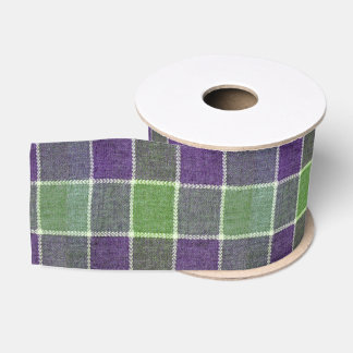Ruban Gros-grain Tissu de laine vert et mauve