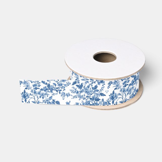 Ruban Gros-grain Toile Floral Floral (Bobine)