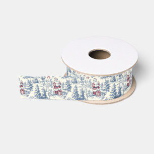 Ruban Gros-grain Toile Père Noël Red & Blue Christmas