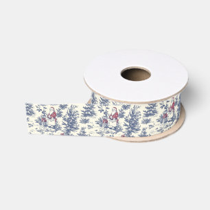 Ruban Gros-grain Toile Père Noël Red & Blue Christmas