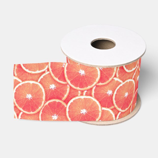 Ruban Gros-grain Tranches de pamplemousse rose (Bobine)