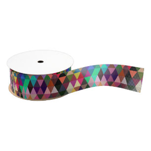 Ruban Gros-grain Triangle géométrique multicouleur brillant