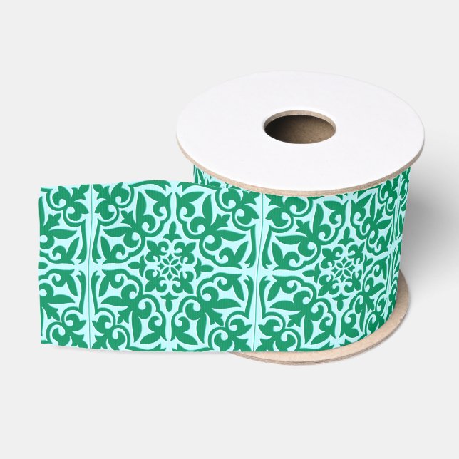 Ruban Gros-grain Tuile marocaine - turquoise et aqua (Bobine)
