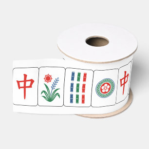 Ruban Gros-grain Tuiles de Mahjong #2 - Conçues pour 3”