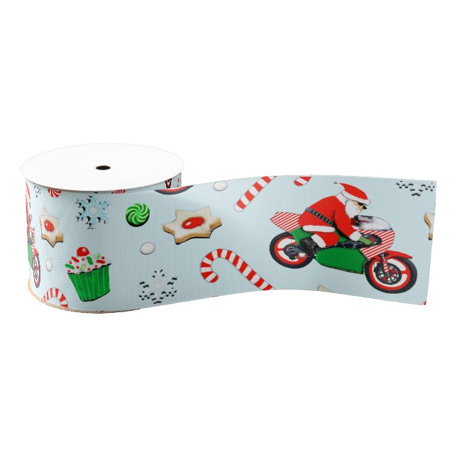 Ruban Gros-grain Vacances de Noël moto (Bobine)