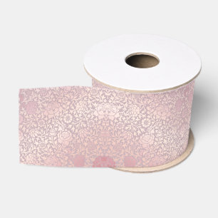 Ruban Gros-grain Vintage Pastel Rose Silver Floral