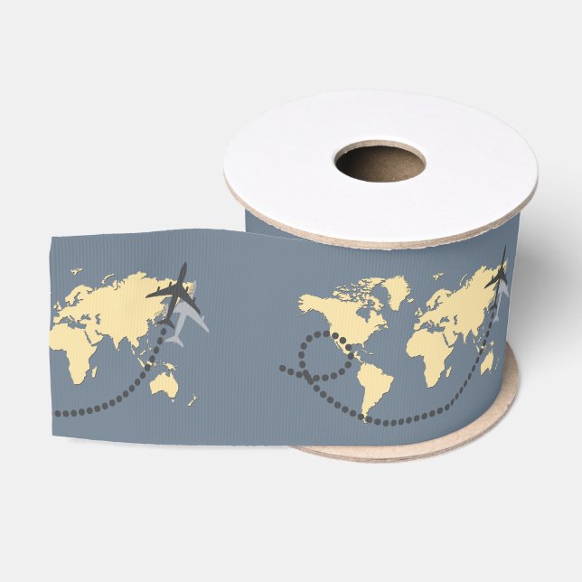 Ruban Gros-grain Voyageons l'illustration du monde (Bobine)