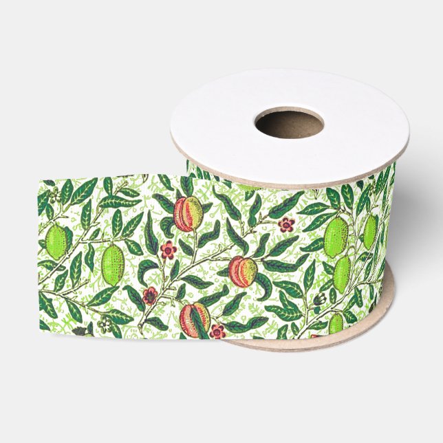 Ruban Gros-grain William Morris Fruits exotiques, Lime Green (Bobine)