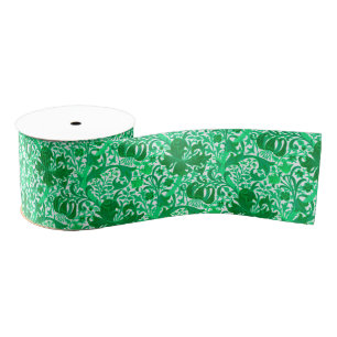 Ruban Gros-grain William Morris Iris et Lily, Jade Green